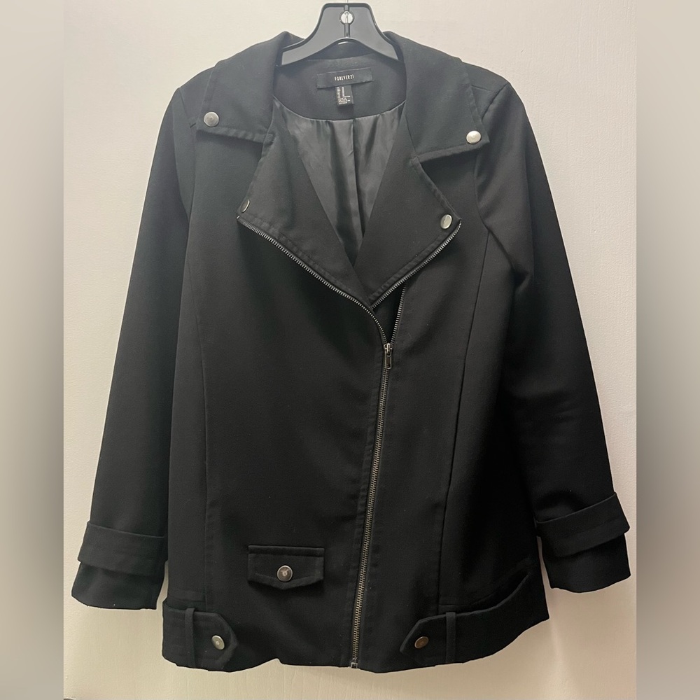Forever 21 moto-style knit jacket size M